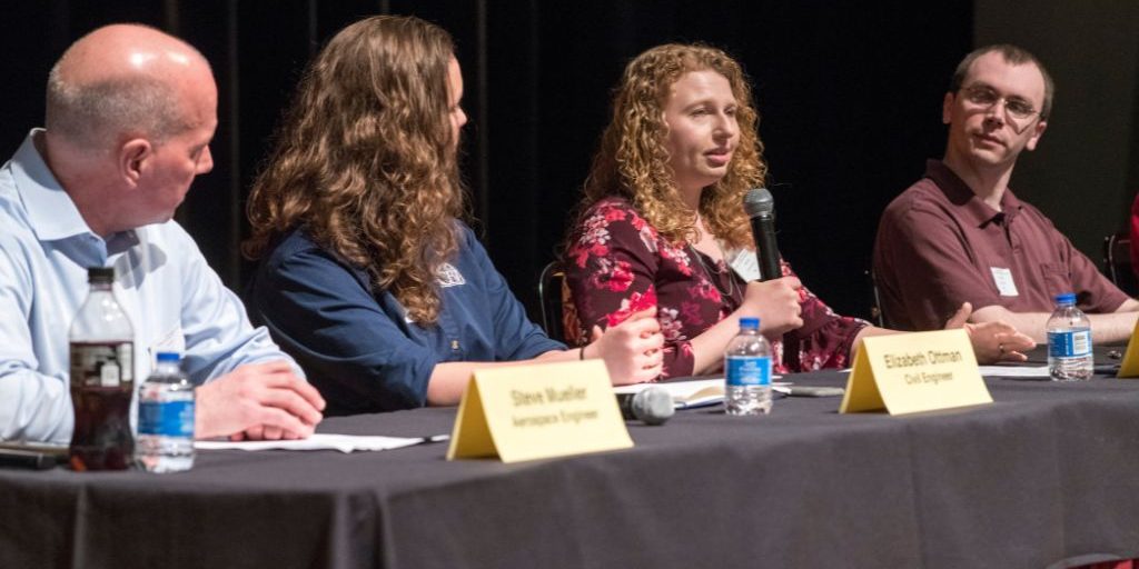 A panel of experts speaks at the 2017 STEM expo